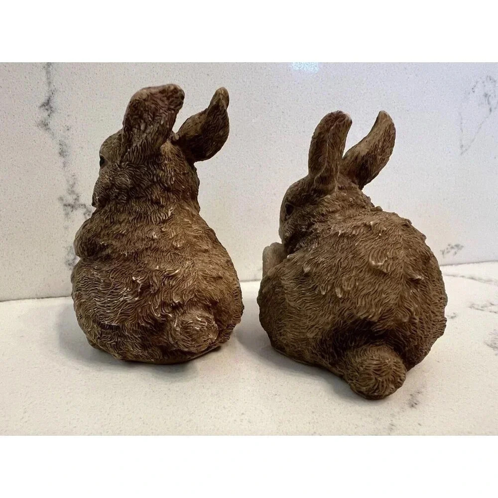 SOLD ebay Vintage Pair of Bunnies Rabbits Resin - Picture 5 of 8